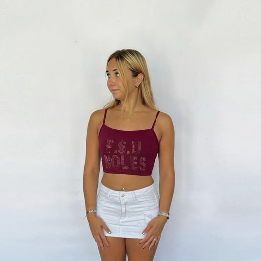 Rhinestone FL State Cami Crop